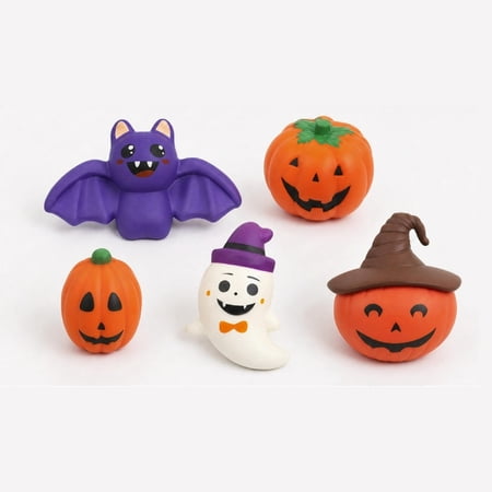 Halloween Squishy Toy Set 5 Pack - Slow Rising Pumpkin Stress Relief Fidget Sensory Balls for Adults Kids Party Favors Goodie Bag Stuffer Halloween Decor(F)