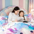 thumbnail image 4 of Manfei Watercolor Axolotl Print King Size Comforter Sets,3D Printed Amphibian Comforters King Size,Colorful Stars Reversible,3-Piece,1 Comforter and 2 Pillowcases, 4 of 7