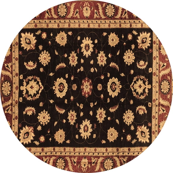 Ahgly Company Indoor Round Oriental Brown Traditional Area Rugs, 4' Round