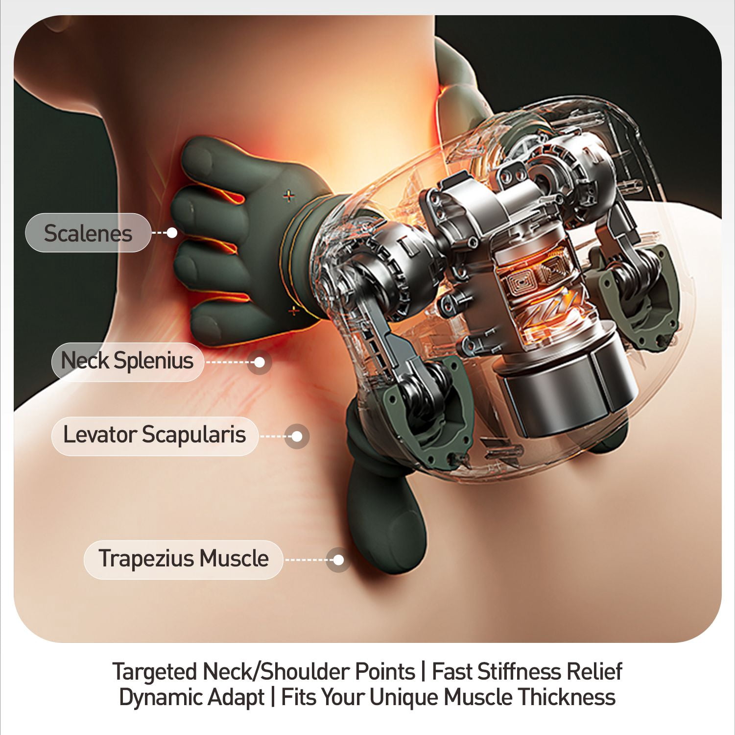 Neck Massager with Fingers, Bionic Portable Cordless Electric Shoulder Massage with Heat