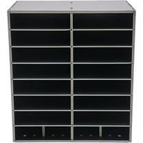 16-slot File Organizer with Adjustable Layers Desktop Storage Cabinet, Stackable File Storage Holder 16 Compartment Office Mailbox for Home, Office (Black)