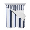 thumbnail image 7 of Quilts Full Size Bedding Set, Navy Blue Striped Lightweight Quilted Comforter, Farmhouse Aesthetic Modern Stripes Soft Reversible Bedspread Coverlet with Pillow Covers for All Season, 78" x 90", 7 of 7