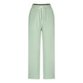 thumbnail image 6 of WIZUTIZ Work Pants Women Thin Stylish Loose Wide Leg Beach Pants Elastic Spandex High Waist Full Length Trousers Solid Drawstring with Pockets Straight Leg Slacks Pants for Lady Business Travel Green, 6 of 6