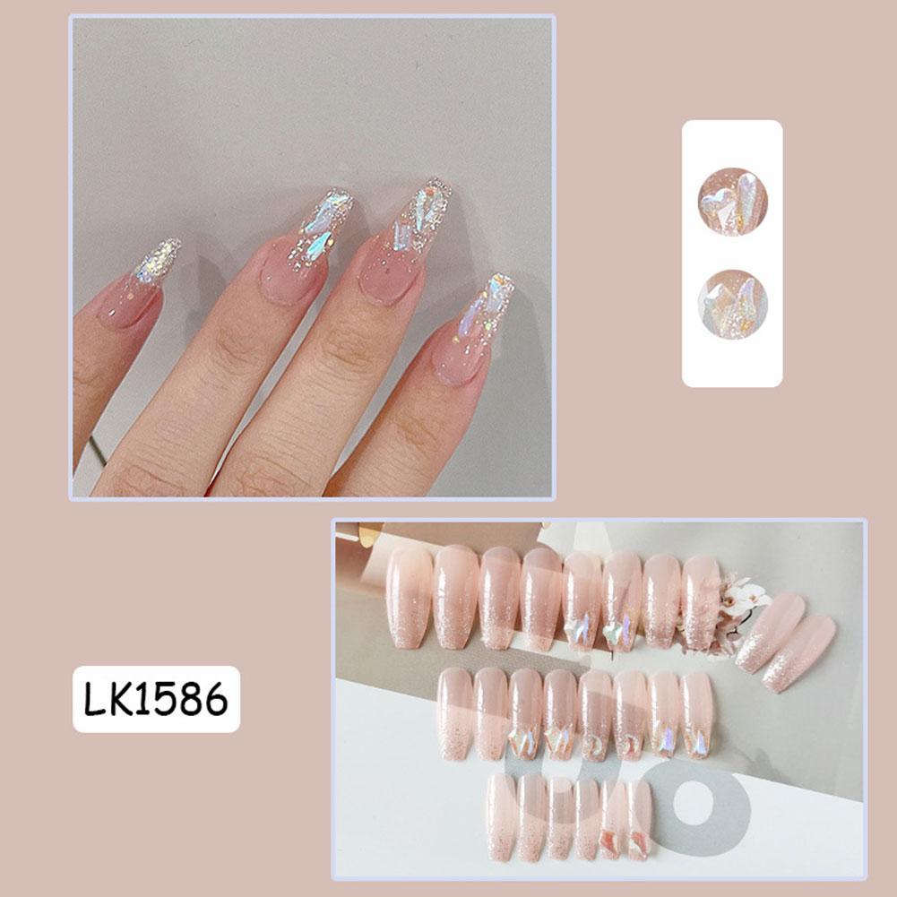 False Nails Small Fresh Yellow Flowers Decorated Design Almond Fake Nails French Wearable Manicure Art Tips U7K4