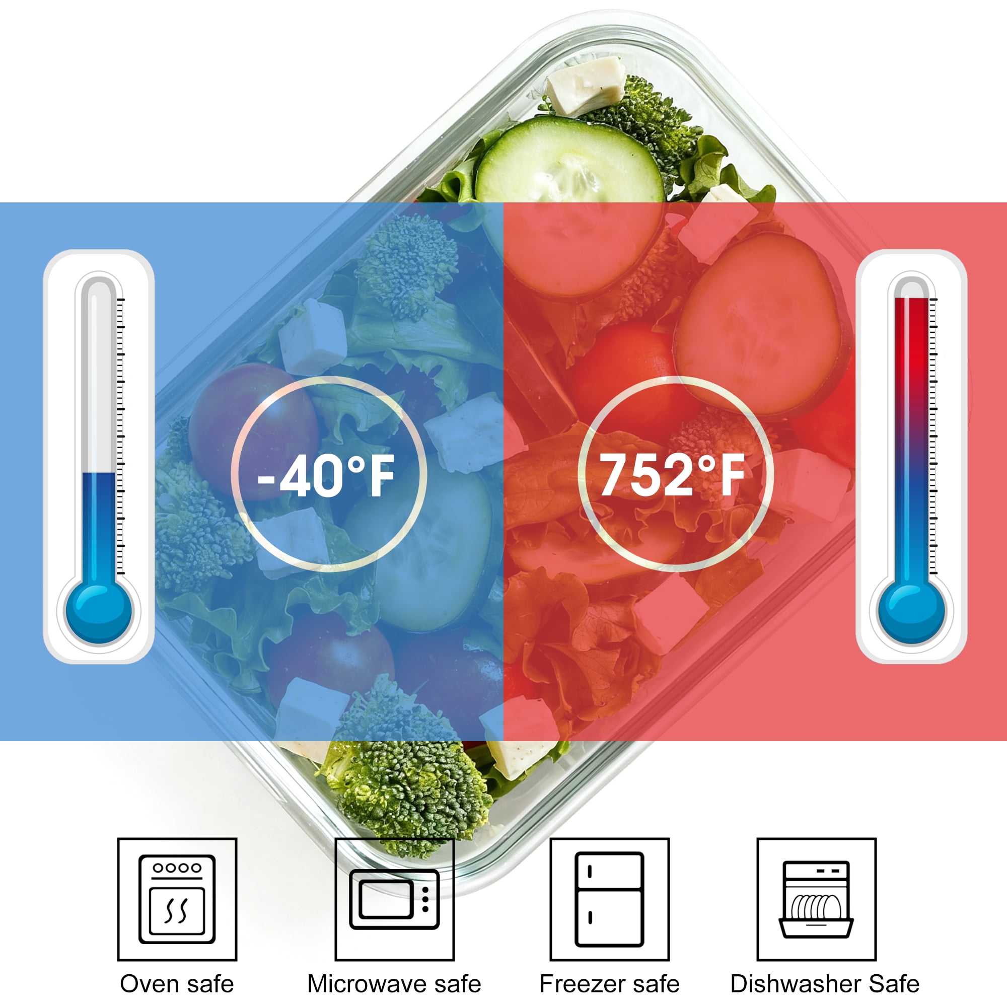 Glass Food Storage Containers with Lids, 7 Pack Airtight Meal Prep Containers Glass, Tupperware Set, Microwave/Oven/Freezer/Dishwasher Safe Lunch Box
