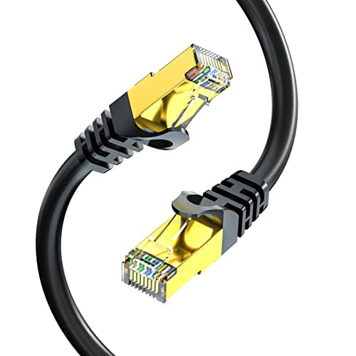 BIFALE Cat7 Ethernet Cable 100ft, Cat7 Outdoor Cable Triple shielding SSTP 10Gbps 600MHz Ethernet Patch Cable for Modem Router LAN RJ45, UV/Water Proof, Direct Burial, PE Jacket