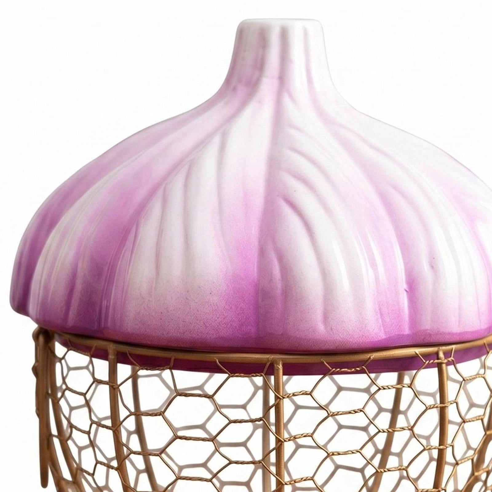 Fiocias Ceramic Holder Breathable Portable with Lid Egg Basket for Fruit Home Pantry Purple