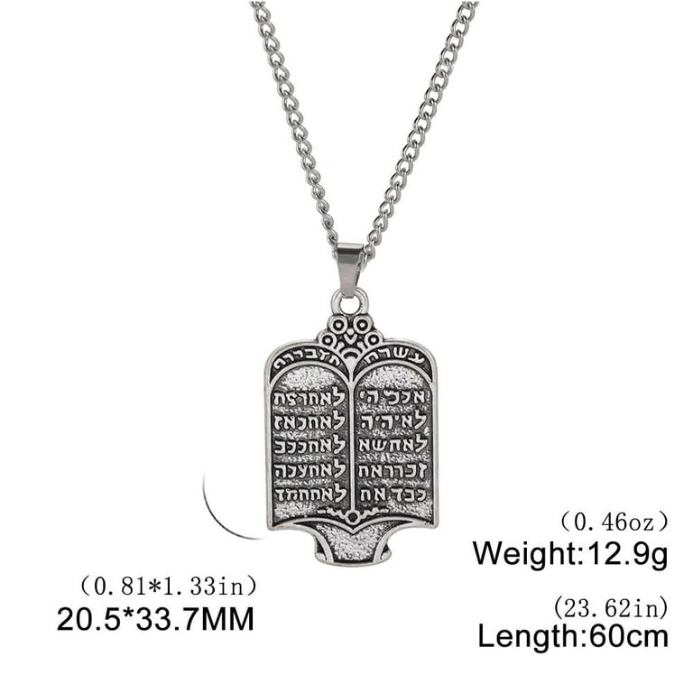 Teamer Jewish Torah Scroll Ten Commandments Hebrew Pendant Necklace Bible Witchy Charms, Adult Unisex, Size: One size, Silver