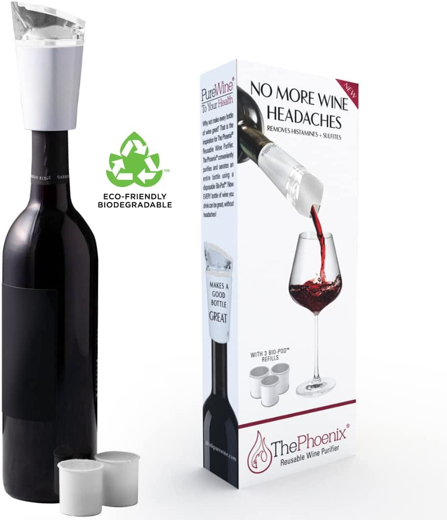PureWine Phoenix Wine Purifier Removes Histamines & Sulfites, Reusable