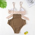 thumbnail image 2 of 1 pieza (albaricoque, XXL) Girasol para mujer, falda pareo de playa, Bikini con parte superior acanalada, traje de baño de talla grande para mujer, traje de baño con parte inferior alta, bandeau acanalado, traje de baño con parte inferior enrollada oso de fresa Electrónica, 2 of 5