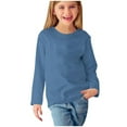 thumbnail image 5 of HAOTAGS Girls Long Sleeve Tops, Crewneck Lightweight Basic Tees Fall Tops Blue 7-8Years, 5 of 5