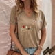 thumbnail image 1 of Fiudx Ofertas de La Semana Blusas con Cuello En V de Manga Corta con Estampado Informal a La Moda para Mujer, 1 of 4