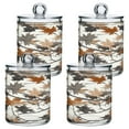 thumbnail image 7 of 4 Pack Bathroom Canisters Transparent Storage Jar for Cotton Ball, Swab, Floss Brown Leaves Pattern, 7 of 7