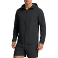 thumbnail image 1 of Sun Protection Hoodie Jacket for Men Long Sleeve Solid Color Zip Cardigan Polyester, 1 of 9