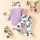 thumbnail image 3 of Gibobby Conjunto de Sudadera y Leggings de Lana de manga larga para niñas con estampado de lechera de animados y pantalones de campana(Morado, 3-6 Meses), 3 of 5