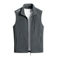 thumbnail image 2 of Jackets for Men Plus Size Sleeveless Jacket Zipper Multiple Pockets Solid Color Warm Outdoor Coat,Coats for Men Gray, 2 of 3