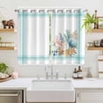 thumbnail image 2 of Aqua Coastal Kitchen Curtains Window Panels, Nautical Seashells Coral Leaves Stripes Insulated Window Treatment Curtain, Grommet Curtains for Bedroom/Living Room/Bathroom, 2 Piece 52"Wx63"L, 2 of 8