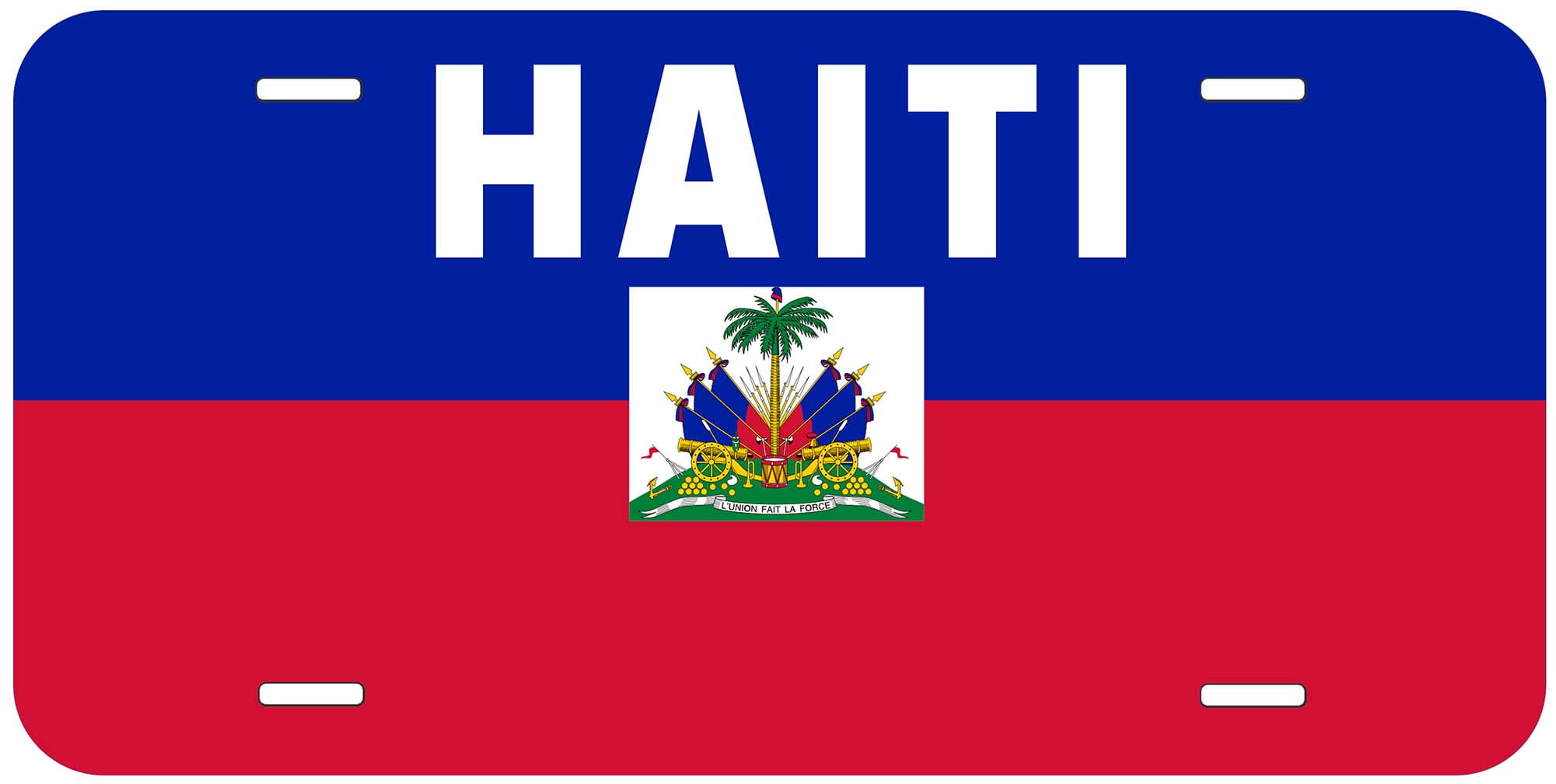 Haiti Haiti Wavy Flag Decorative License Plate Frame Auto Tag for Front of Car Stainless Steel Car Holder 
