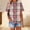 Brown, variant on Women Gingham Short Sleeve Linen Tops Casual Loose Crew Neck Plaid Shirts Beach Baggy Summer Boho Blouses Brown L