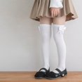 thumbnail image 2 of Girls Bow Knee High Socks Vertical Ribbed Cotton Long Stockings Soft Stretchy School Uniform Socks for Kids Daily Wear Party Dressy Outfits(3-8 Years,White), 2 of 4