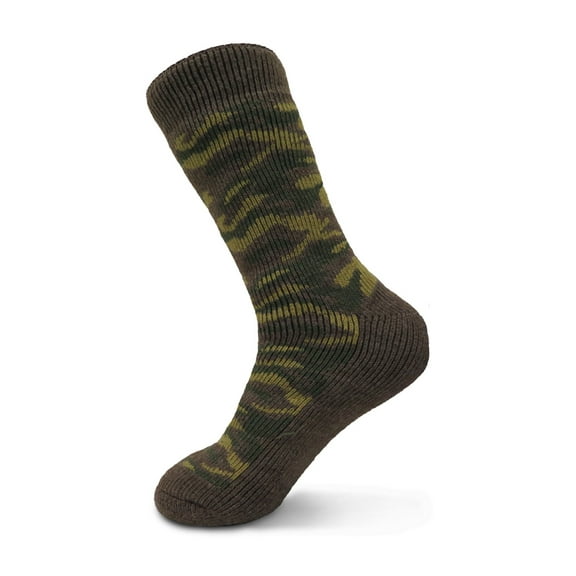Mens Super Warm Extra Heavy Thermal Acrylic Winter Socks (Camo Green)