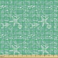 thumbnail image 2 of Ambesonne Fish Fabric by the Yard Upholstery, Outline Doodle Marine Items, 10 Yards, Turquoise and White, 2 of 5