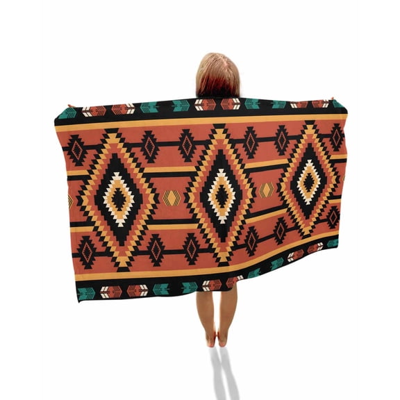 Aztec Southwest Beach Towels Oversized Super Absorbent, Orange Black Boho Tribes Abstract Lightweight Bath Towel Quick Dry Sets For Bathroom/Pool/Rv Camping/Beach Play/Gym Room/Picnic 23"x47"