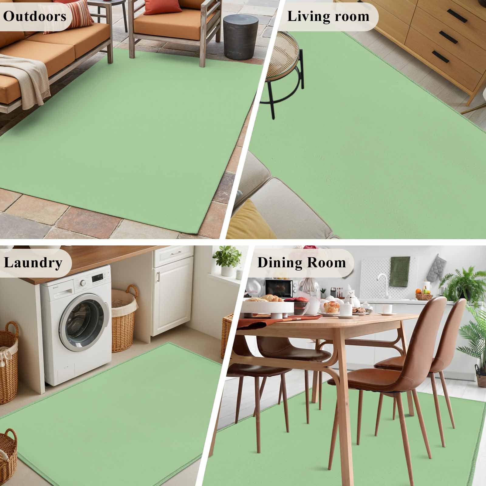 Green Runner Rug 2.7x5 FT, Non Slip Entryway Carpet, Minimalist Solid Color Modern Abstract Washable Soft Floor Carpet Entrance Mat Non-Shedding Throw Rug for Hallway Laundry Room Bedside