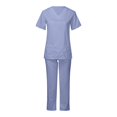 thumbnail image 2 of BiZtdJrK Scrub 2 Piece Outfits for Women Short Sleeve V Neck Scrubs Tops and Pants Sets Stretch Nursing Uniform with Pockets Purple L, 2 of 6