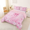 thumbnail image 2 of Erosebridal Pink Bowknot Full Size Comforter Sets For Girls,Pink Butterfly Letter J Initial Bedding Sets,Pink Reversible,3-Piece, 2 of 7