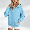 thumbnail image 2 of NEBWOAK Girls Oversized Hoodie Solid Cotton Pullover Long Sleeve Sweatshirt Light Blue,Size 8-9 T, 2 of 6