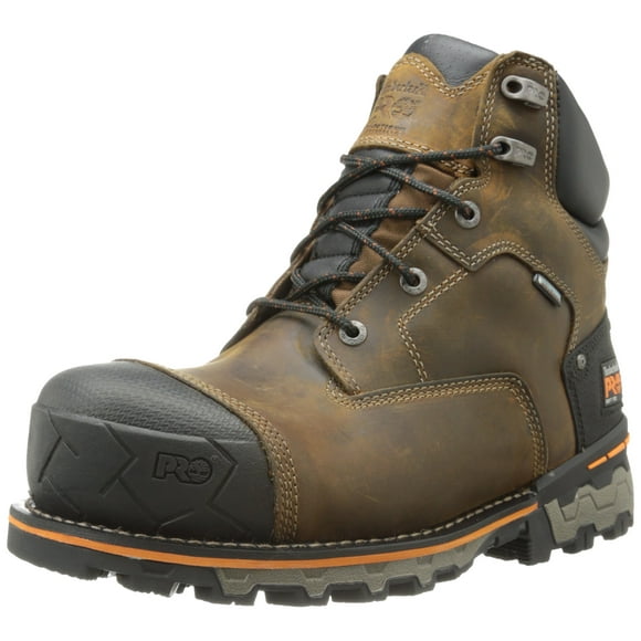 Timberland PRO Men's 6 Inch Boondock Soft Toe Waterproof Industrial Work Boot,Brown Oiled Distressed Leather,10 W US