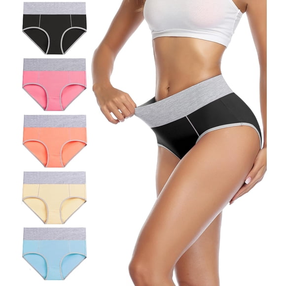 Calzoncillos de cintura alta Wirarpa de algodón para mujer, paquete de 5