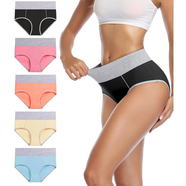 Calzoncillos de cintura alta Wirarpa de algodón para mujer, paquete de 5