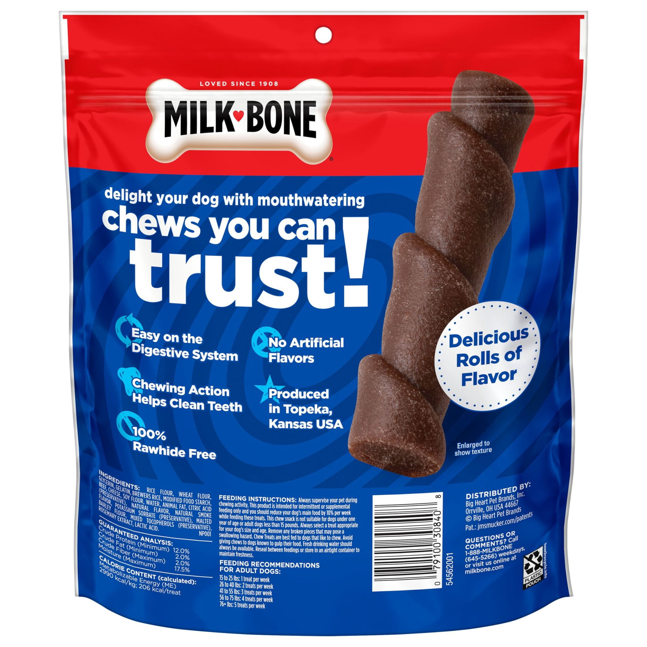 Milk Bone Flavor Rolls Beefy Cheesy, Yes Please y! Rawhide Free Dog Treat With Beef, 5 Count Bag