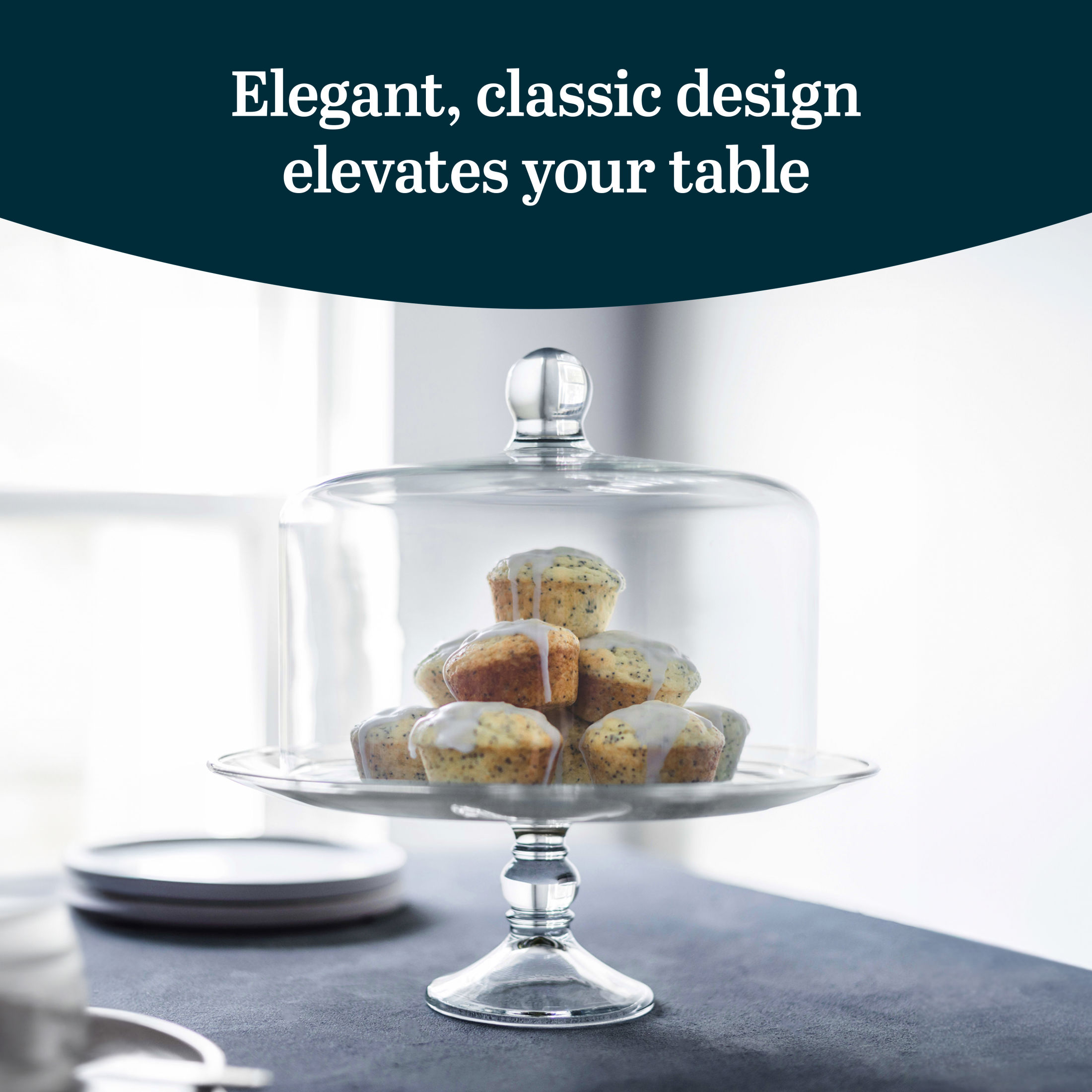 Libbey Selene Glass Cake Stand with Dome photo 2