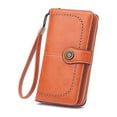 thumbnail image 1 of Cartera de mujer Sonducket Estilo Vintage Cera de aceite PU Cuero Monedero largo Gran capacidad Tarjetero hueco Monedas de moda, 1 of 6