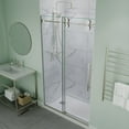 thumbnail image 3 of Ozean Series 44-48"W x 76"H Frameless Shower Door with Sliding in Brushed Nickel with Tsunami Guard Tempered Clear Glass, 3 of 12