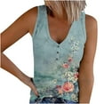 thumbnail image 2 of Womens Tank Tops $4.98 xxl Buttons Sleeveless V-Neck Summer Printed Casual Tunic Tops Light Blue XXL, 2 of 5