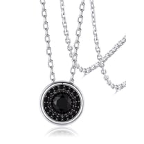 Silvora Round Simulated Diamond Necklaces for Women Black Crystal Pendant Cubic Zirconia Jewelry Wedding Anniversary Birthday Christmas Valentines Gifts