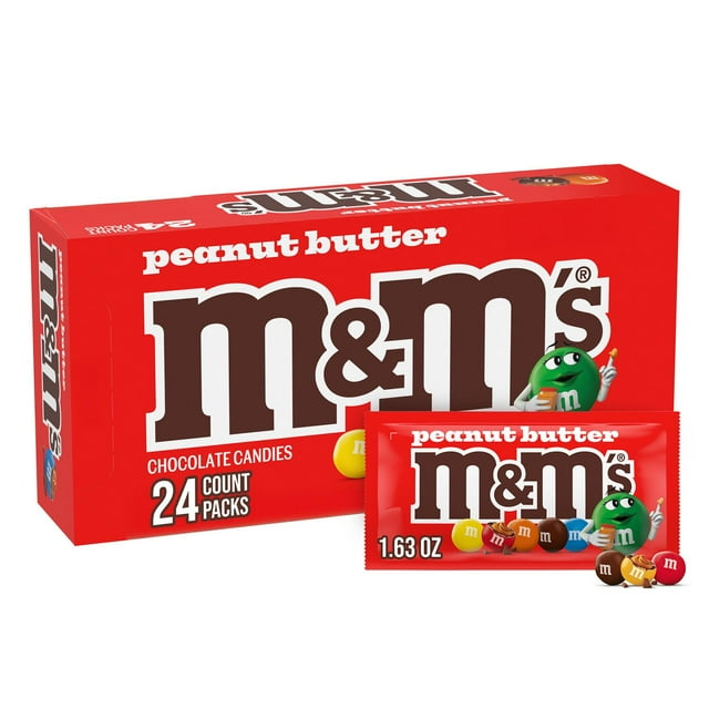 M&M'S Peanut Butter Milk Chocolate Candy, Full Size, 24 ct.