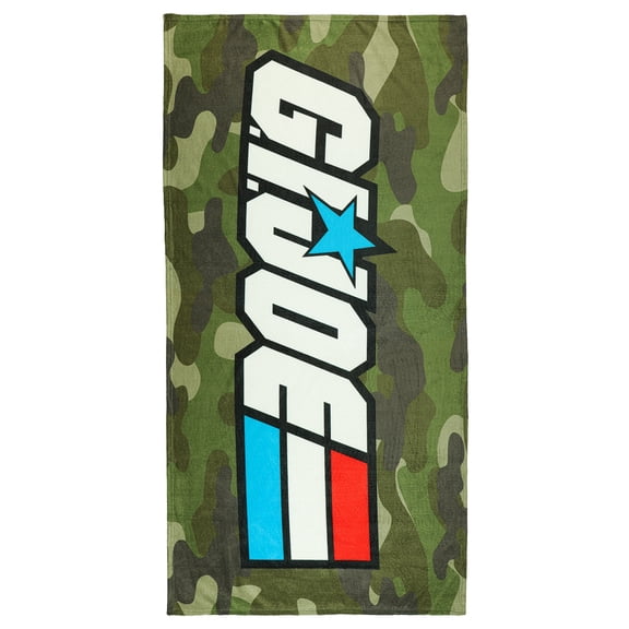 G.I. Joe Beach Towel Microfiber Red White and Blue Logo Camo 30" x 60" Pool and Bath