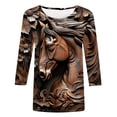 thumbnail image 4 of BangWanChi 3/4 Length Sleeve Womens Tops Women's Fashion Tees Casual Crewneck 3/4 Sleeve Loose T Shirt Ladies Tops Blouses Shirts, 4 of 5