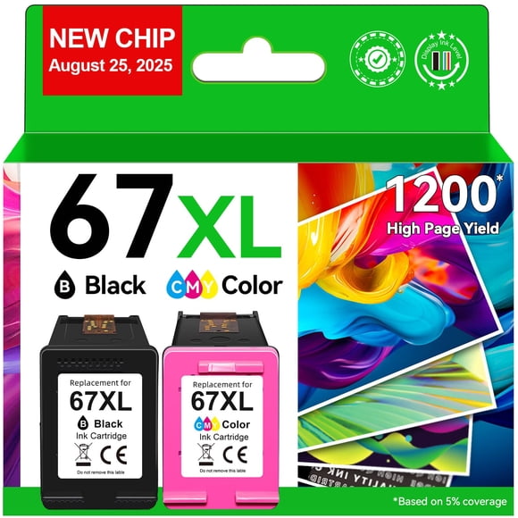 Cartuchos de Tinta Pitooler 67XL Paquete Combo Negro/Color