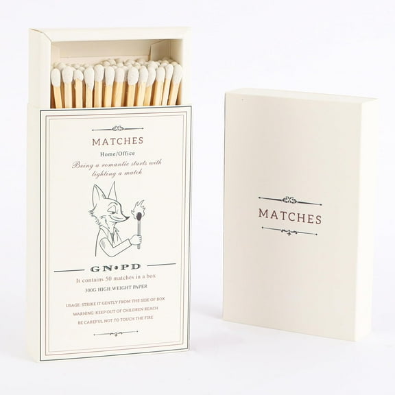 2  Blank Matches Boxes - 130 Pcs 4'' White Matches for Candles with Strike -Long Wooden Candle Match with White Matches Color Matches，Safety Matches - 130 Pcs 4'' Long Matches for BBQ Grill Fireplace