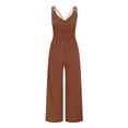 thumbnail image 5 of Qeaghou Formal Jumpsuits for Women Dressy Wedding Guest One Piece Sleeveless Rompers High Waisted Wrap V Neck Wide Leg Pants Romper With Pockets, 5 of 7