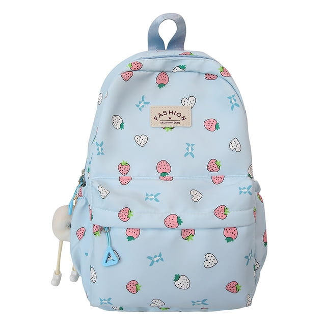 Mochila Escolar Fresa Japonés Pequeña Y Fresca para Estudiantes Secundaria Mujer () Azul