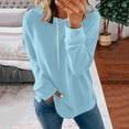 thumbnail image 3 of Women's Hooded Solid Color Hoodie Long Sleeve Top Hoodie Casual Autumn Winter Blouses Hide Belly Baggy Pullover, 3 of 5