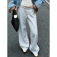 thumbnail image 4 of Womens Wide Leg Sweatpants Interior Sweat Pants with Pockets Elastic Waisted Lounge Casual Trousers Light Gray XXL, 4 of 9