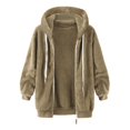 thumbnail image 3 of TOWED22 Womens Winter Fuzzy Jacket Hooded Color Block Patchwork Cardigan Coats Oversized Fluffy Outerwear Pockets(Blue XXL), 3 of 6